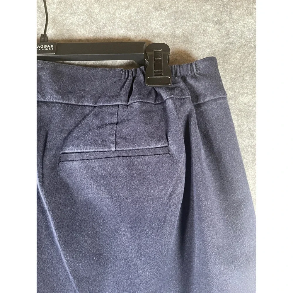 Talbots Womens 16W Slim Crop Pants‎ Navy Blue Elastic Back Career Trousers